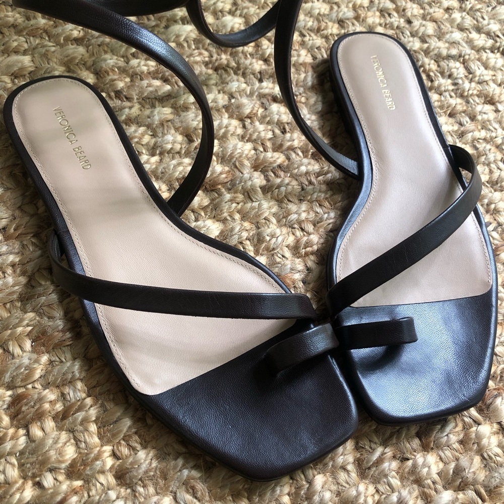 New: Veronica Beard Allura Leather Sandal in Deep Brown. Size 10 - Picture 8 of 15